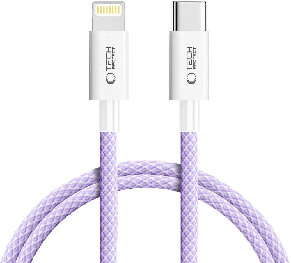 Tech-Protect Ultraboost Lite PD 27W/3A USB-C - Lightning Kaapeli, 1m, Violetti