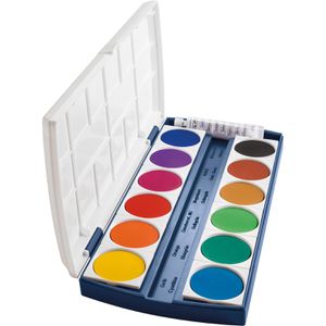 Herlitz Farbkasten 10116655, ST12, Deckfarbkasten, mit 1 Deckweiß und 12 Farben