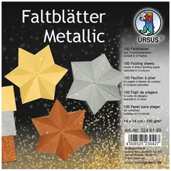Ursus Faltblätter "Metallic", 14 x 14 cm, 100 Blatt