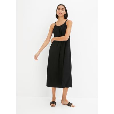 Jerseykleid BONPRIX, Damen, Gr. 48/50 (XL), N-Gr, ohne Ärmel, Web, schwarz, Web, Obermaterial: 97% Polyester, 3% Elasthan, lässig geschnitten ca. Mitte Wade, Kleider Jerseykleid, lässige Passform, ohne Ärmel, Trägerkleid-Design