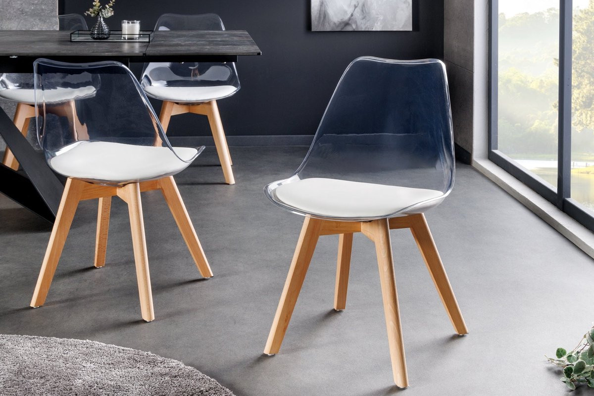 Invicta Interior Design Stoel SCANDINAVIA MEISTERSTÜCK transparant wit kunststof en beukenhout naturel