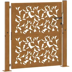 vidaXL Gartentor 105x105 cm Wetterfester Stahl Blatt-Design