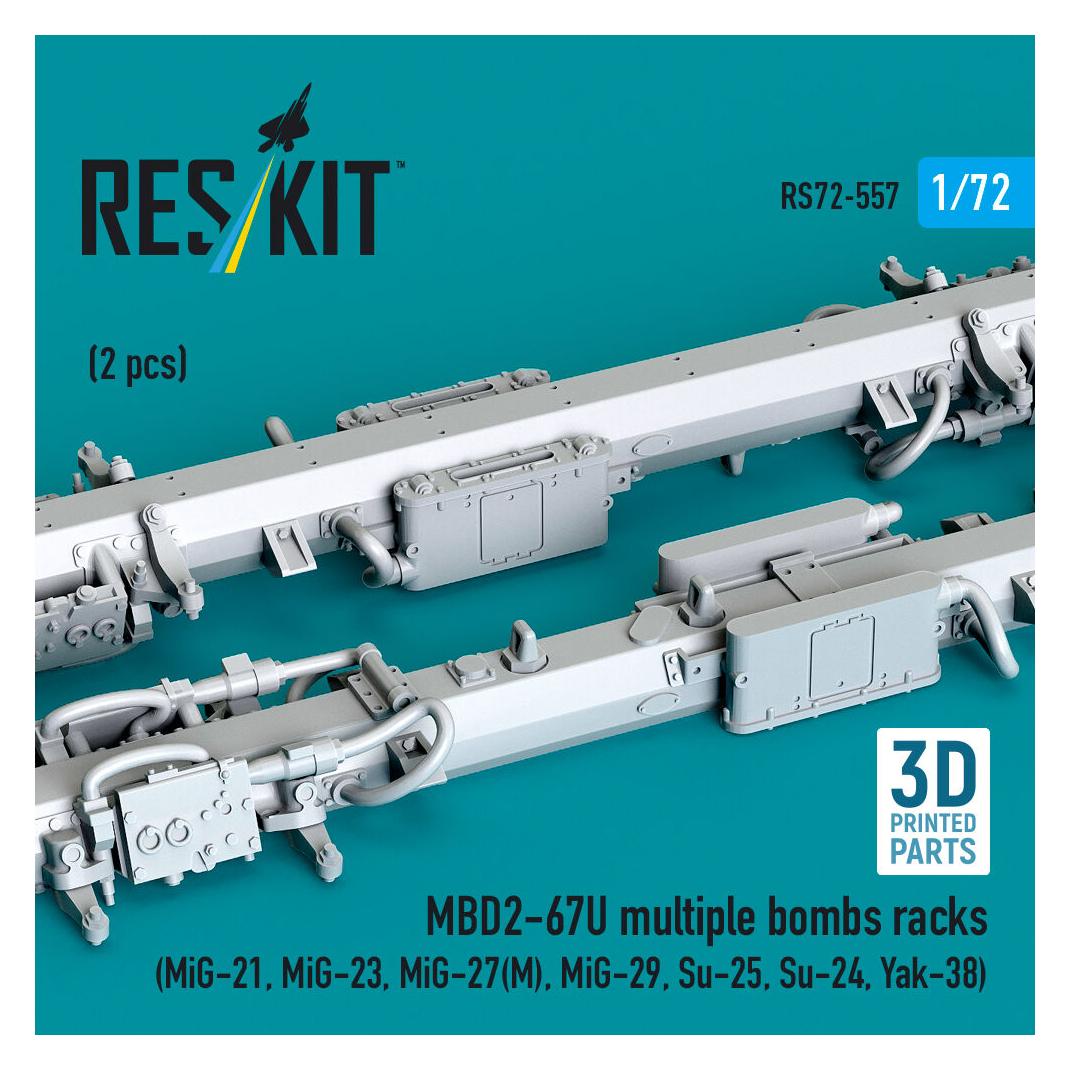 ResKit MBD2-67U multiple bombs racks (2 pcs) (MiG-21, MiG-23, MiG-27(??), MiG-29, Su-25, Su-24, Yak-38) (3D (RS72-0557)