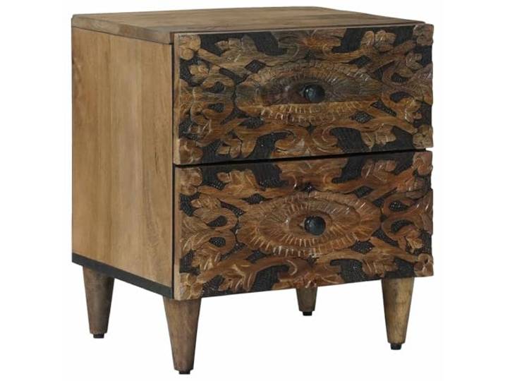 KDVXBCQJH Nachttisch Massivholz Mango 40x33,5x46 cm Beistelltisch Braun Zwei Schubladen schaffen Ordnung im Schlafzimmer. Natürliche Holzmaserung verleiht Wohnräumen zeitlosen Charme.
