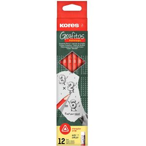 Kores Bleistift Grafitos Mathmagic, BB92830, Härte HB, mit Radiergummi, 12 Stück