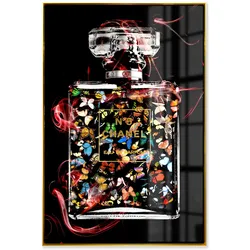 La Casa »Butterfly Flacon No. 5« Glasbild mit Strassapplikationen 80x120 cm Rahmen gold