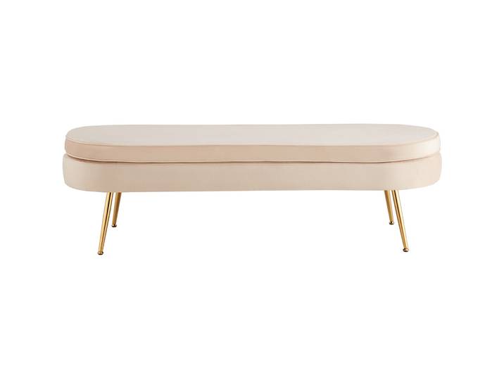 Hocker Khloe Beige, Gold Samt, Metall B 142 H 41 cm - Hocker