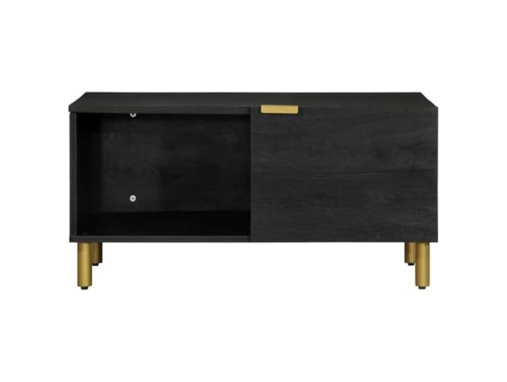 KTHLBRH Couchtisch, Schwarz, 80 x 50 x 40 cm, aus mehrschichtigem Holz Mit Ablage, Metallgriffen, Industrie-Stil, Montage erforderlich