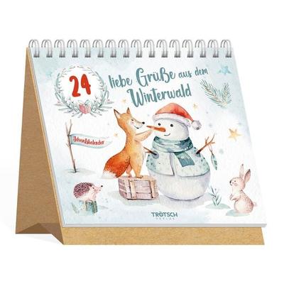 TRÖTSCH - Aufstell Adventskalender '24 liebe Grüße aus dem Winterwald' | Weihnachtskalender mit 24 Aquarellbildern und Weihnachtszitatentellkalender