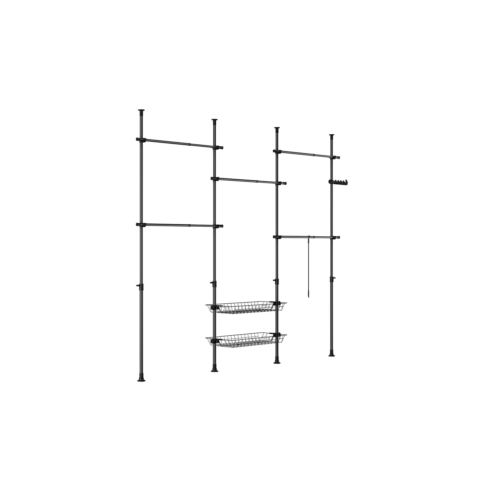 SoBuy Garderobenständer mit 2 Ablagen Schwarz 231x39,5x227cm Funktional