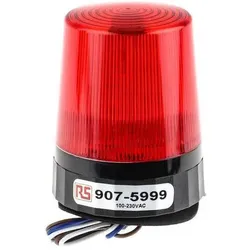 RS PRO, Personenschutz, LED Beacon, Red, Tall Prof, 110-230Vac