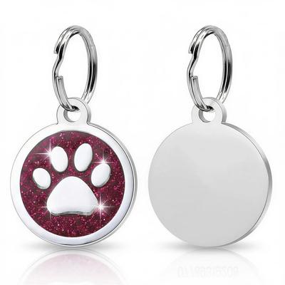 Personalized Glitter Paw Pet ID Tag rose Tag 1pc