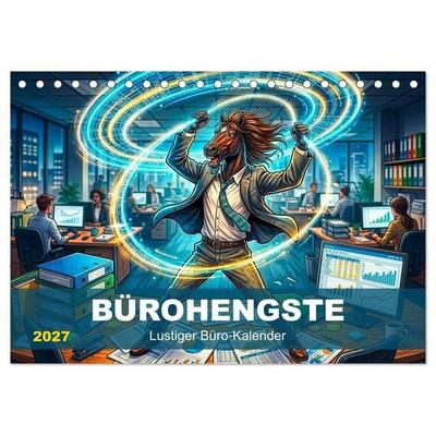 Bürohengste - Lustiger Büro‑Kalender (Tischkalender 2027 DIN A5 quer), CALVENDO Monatskalender