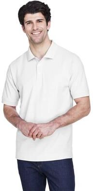 Devon & Jones D100 Men's Pima Piqué Polo Shirt in White size 3XL   Cotton