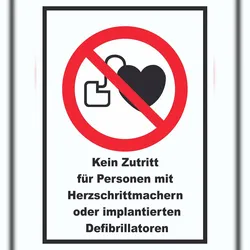 HB-Druck Kein Zutritt für Personen mit Herzschrittmachern oder implantierten Defibrillatoren Schild A2 (420x594mm)