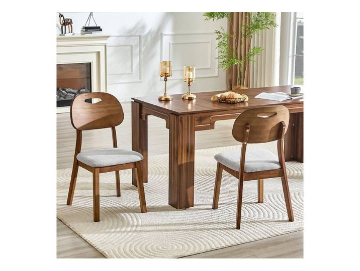 Fine Life Pro Esszimmerstuhl 2 Esszimmerstühle mit ovaler Rückenlehne, Holz, Tragegriff-Design, Gepolstert, für Esszimmer und Wohnzimmer, nur Stühle ohne Tisch