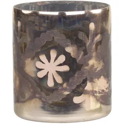 Chic Antique Hurricane mit Schliff, H10/Ø9 cm, antik mokka