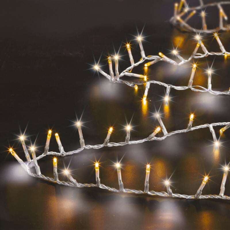 Feeric cluster-lichtsnoer voor kerstdecoratie, warm wit, koper/wit, 50 m