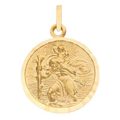 Kettenanhänger JOBO "Anhänger Christophorus rund 16 mm", gold (gelbgold 333), Schmuckanhänger, Damen, Gelbgold 333, Kettenanhänger, 8 Karat 333 Gold