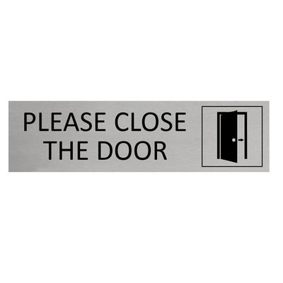 CombiCraft Aluminium Türschild Please Close The Door 165x45mm mit 3M-Tape zur Befestigung, einfache Kennzeichnung von Räumen und Bereichen