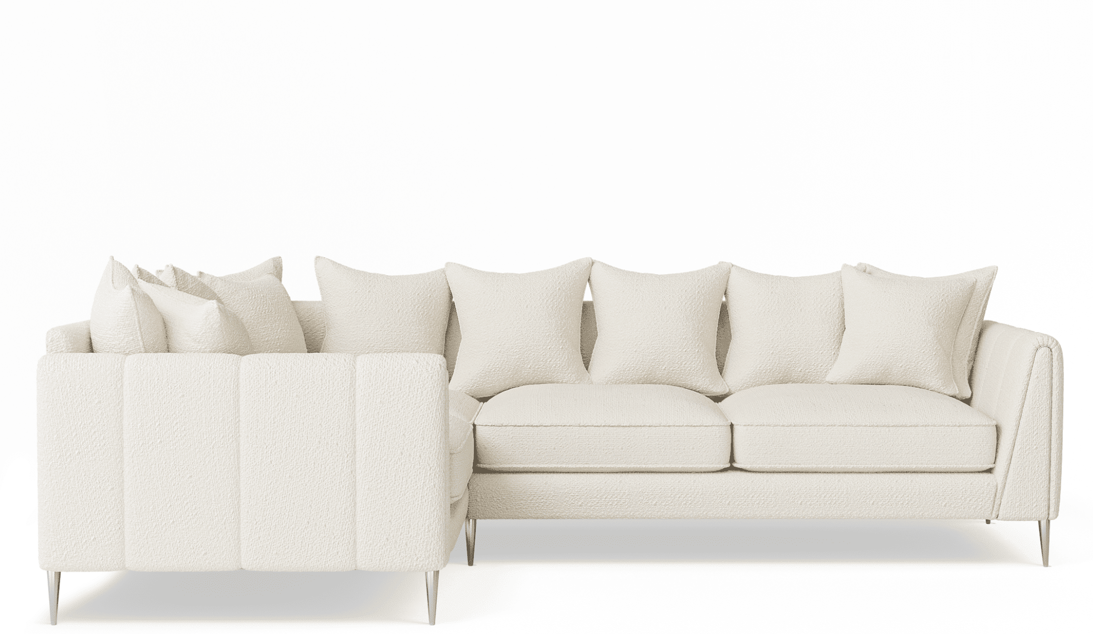 Alaina Cloud Bouclé Scatter Back Left Hand Facing Corner Sofa with Silver Legs
