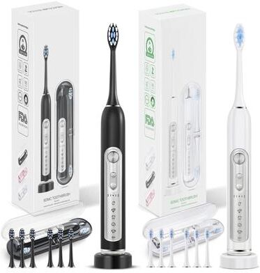 Uplifted Finds Subort S7 Sonic Electric Toothbrush Rechargeable With Smart Timer And Replaceable Heads black And White Set