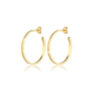 Paar Creolen ELLI "Ohrringe Creolen Stecker Struktur Gehämmert 925 Silber" Gr. 29, gold, Ohrringe, Damen, 29, ohne Stein, Silber 925 (Sterlingsilber)