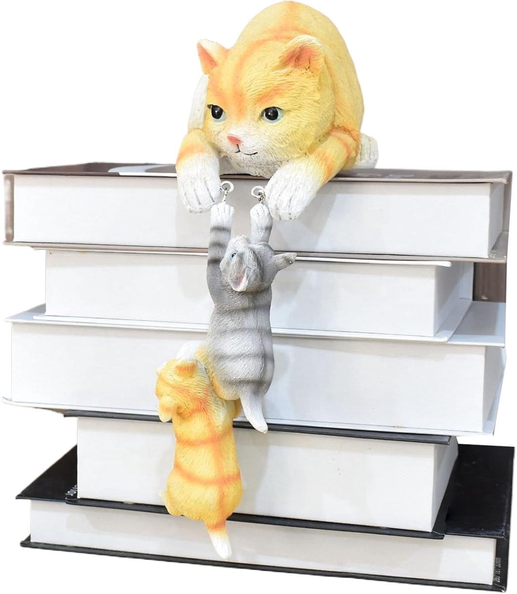 Set van 3 minimalistische kattenfiguren van hars voor interieurdecoratie