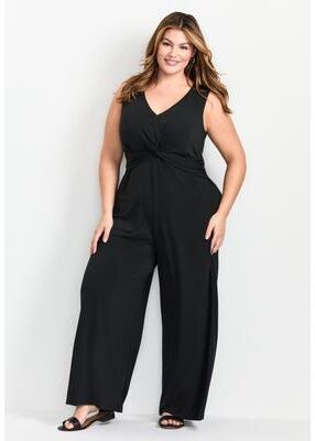 Plus Size Women's Audrey Twist Front Jumpsuit by Avenue in Black (Size 18)