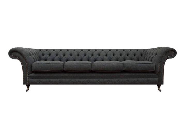 Xlmoebel Chesterfield-Sofa Schwarzes Chesterfield Sofa aus hochwertigem Textil, Chesterfield-Sofa, Hergestellt in Europa