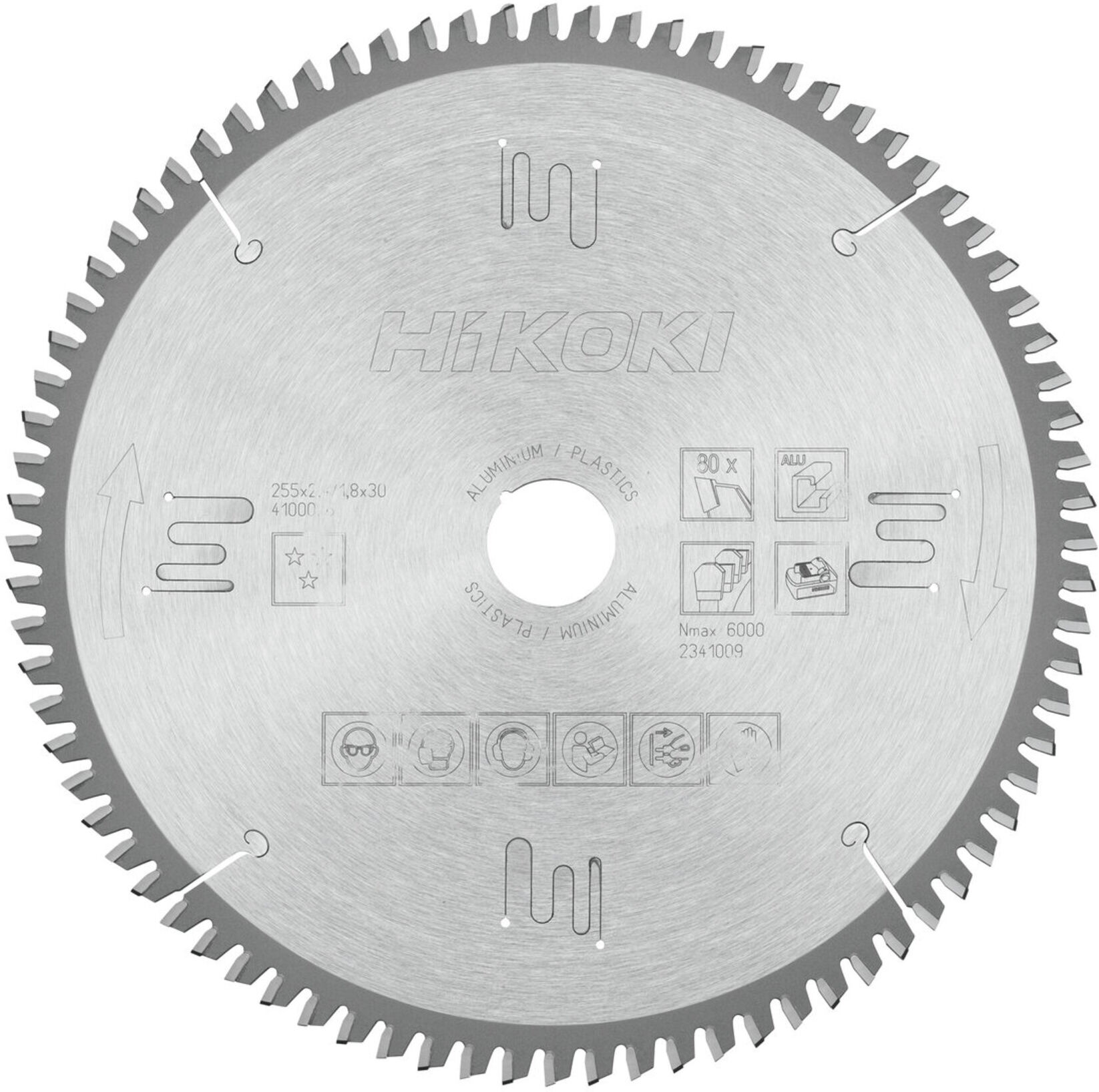 HiKOKI Kreissägeblatt TCT 255x30 Z80 Trapez- / Flachzahn Laminat Aluminium (4100026)