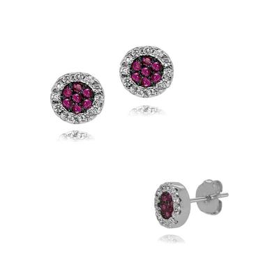 Paar Ohrstecker FIRETTI "Schmuck Geschenk Silber 925 Ohrschmuck Glitzer", rot (silberfarben, weiß, rot, weiß, rot), Ohrringe, Damen, 6,5mm, Silber 925 (Sterlingsilber), Made in Germany - mit Zirkonia (synth.)