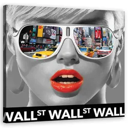WANDBILD Modern Frau New York City Pop art 50x50cm
