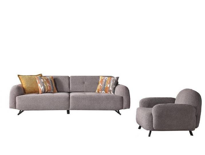 JVmoebel Polstergarnitur Moderne Couch in Grau mit großzügigem Platzangebot für die Familie, (2-tlg., 3-Sitzer Sofa + Sessel), Made in Europa