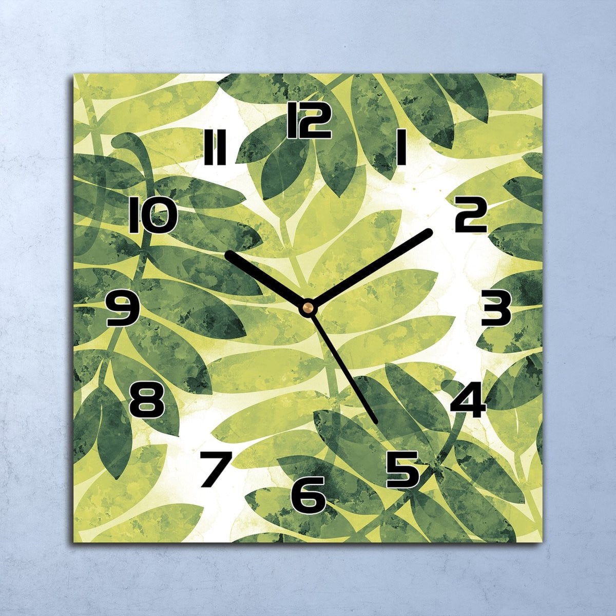 Coloray Wandklok Bladerenjungle - Vierkant Glazen Wandklok - 30 x 30 cm