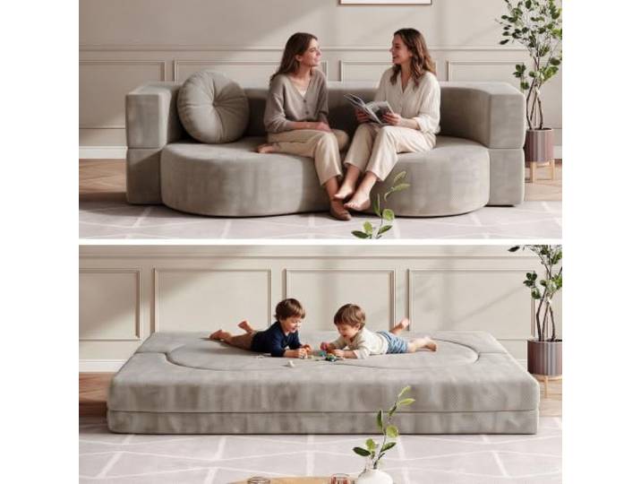 Bhpnak Schlafsofa mit Schlaffunktion - Sofa Bed Boneless - Keine Montage，grau：200×100cm