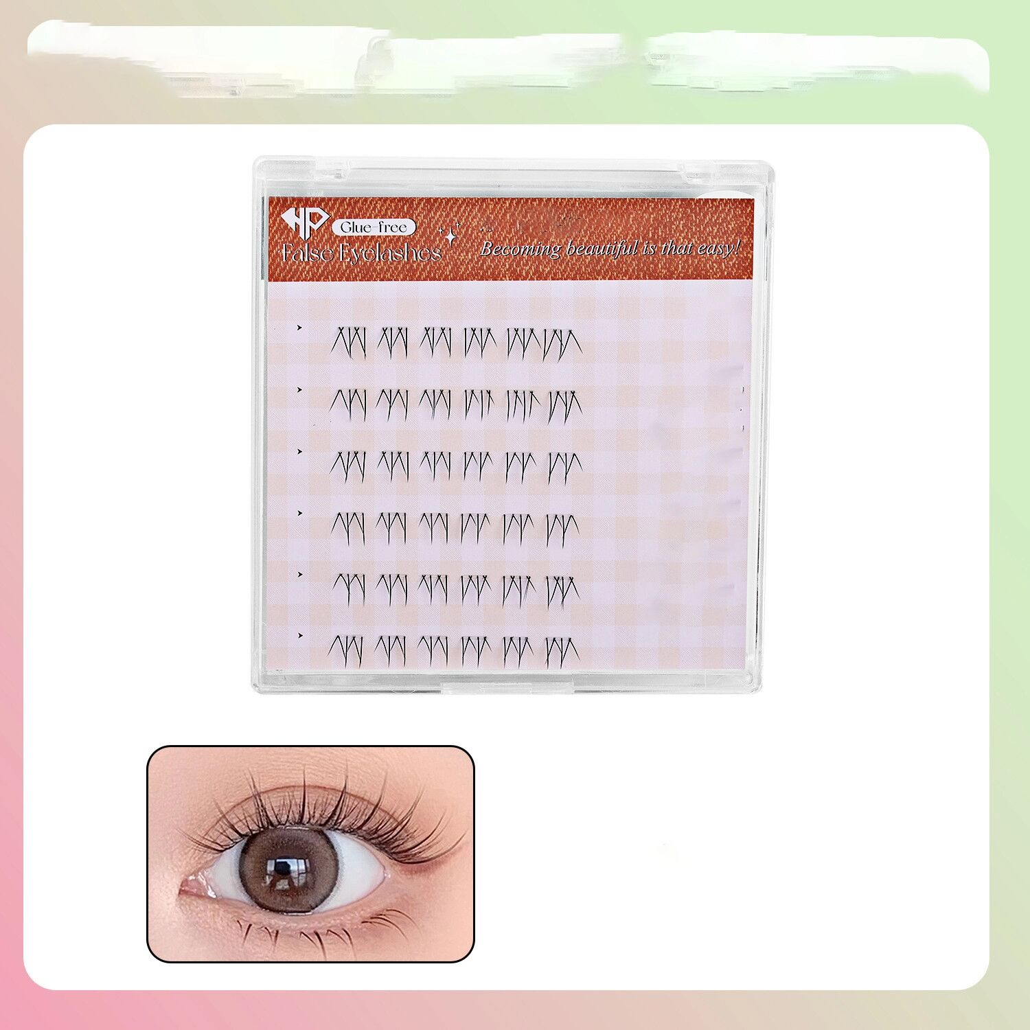 INF Klebstofffreie Camellia Untere Falsche Wimpern: 6D Cluster Wimpern für natürliche, mühelose Schönheit