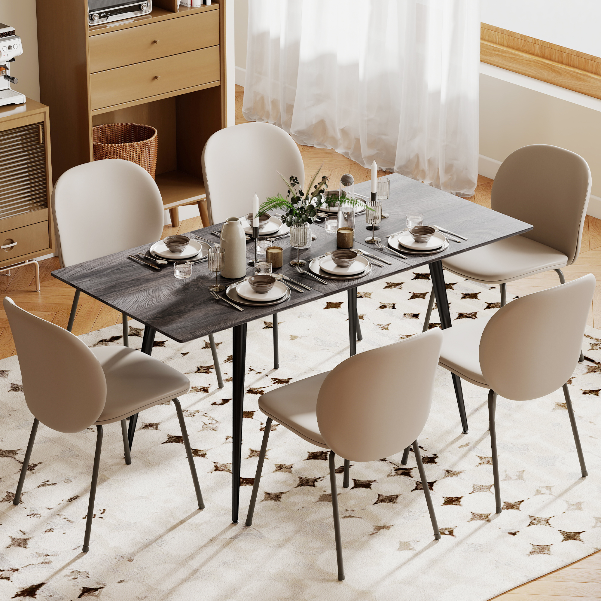 Homcom Tavolo da Pranzo Allungabile per 6-8 Persone, 120-160x75cm Tavolo Cucina Estensibile con Piano Effetto Legno, Gambe in Acciao   Aosom Italy