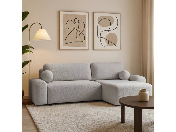 Ecksofa NOEL mit Schlaffunktion, Bettkasten & universeller Ottomane, Grau