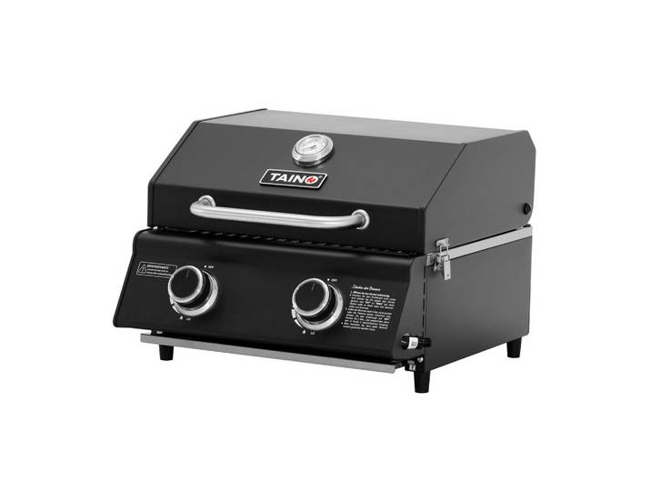 Taino Gasgrill Platinum Compact Dark, Schwarz, Metall, 45x34x45 cm, Grills, Gasgriller