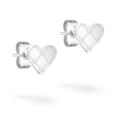 Paar Ohrstecker TAMARIS "The T-Pattern Heart, Herzen", silber (edelstahlfarben), Ohrringe, Damen, Edelstahl