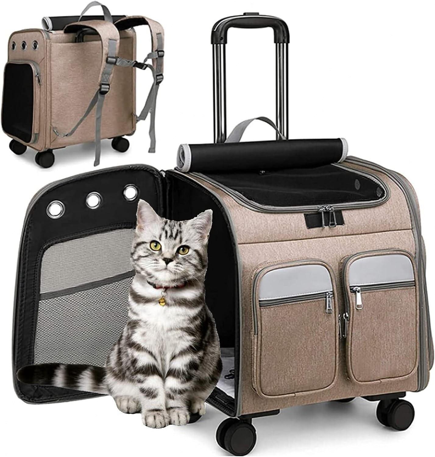 Haustier-Reise-Trolley mit Teleskopgriff - Tragbarer Reisekoffer für Hunde und Katzen