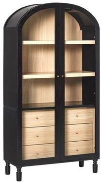 Walker Edison Modern Arched MDF Bookshelf Cabinet with Tall Glass Doors