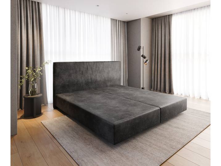 Boxspringgestell Dream-Well Mikrofaser Anthrazit Vintage 200x200 cm, Boxspringbetten