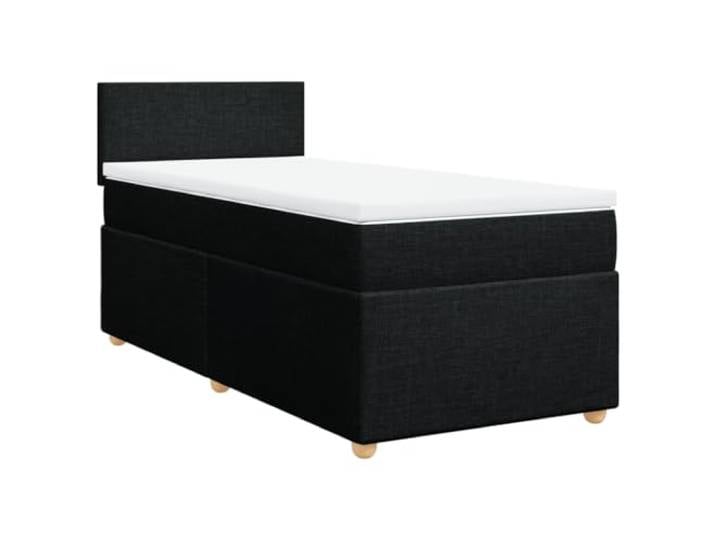 PUGYNBK Boxspringbett für Einzelbett, mit Matratze, Stoff, Schwarz Lattenrost mit Federn, abnehmbarer Matratzenbezug, atmungsaktives Polyester