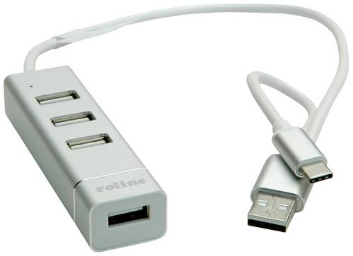 Roline 14.02.5037 USB-Hub 4 Port USB-A USB 2.0 480MBit/s Silber 14.02.5037