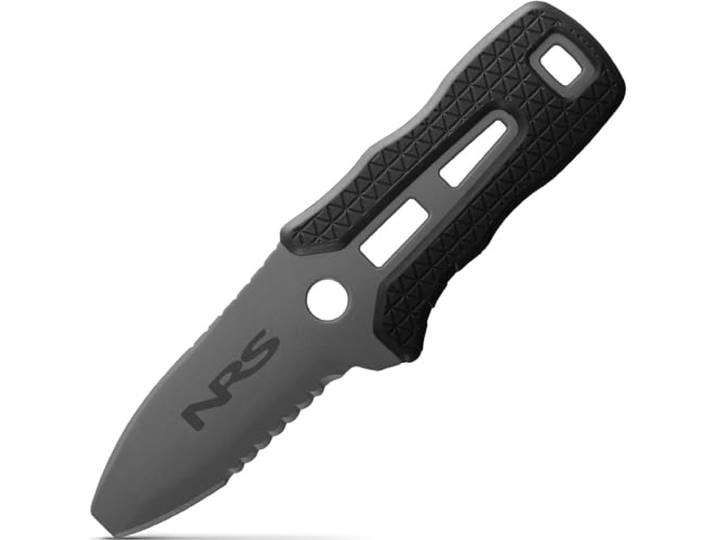 NRS Titanium Co-Pilot Messer - Titan Kajakmesser & Anglermesser mit 7 cm Klinge, teilgezahnt & stumpfer Spitze, ultraleicht 71 g, Thumbs Up Scheide, Boots- & Segelmesser für Salz- & Brackwasser