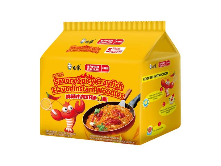 Bai Xiang Dali Jiao noedels met rivierkreeftensmaak 113 g x 5 (5-pack)
