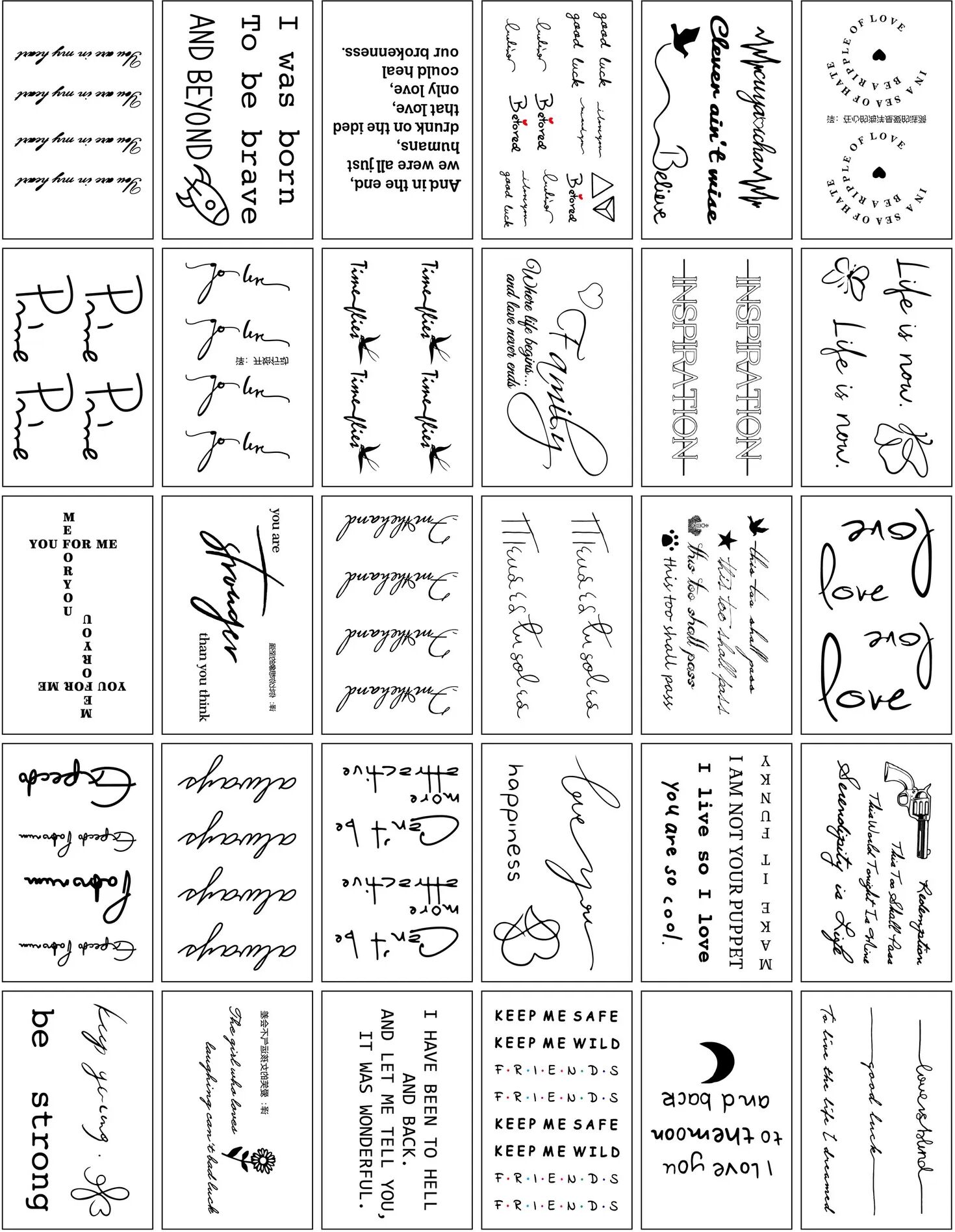 INF Autocollants de Tatouages Temporaires Chics - 30 Motifs Uniques model 1