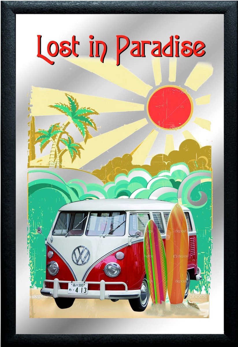 Volkswagen Spiegel VW Bus Lost in Paradise 20 x 30 cm